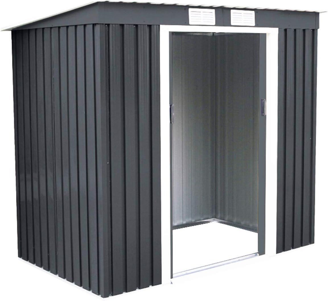 COSTWAY Gerätehaus, 213x130x173 cm, 4,2m, verzinktesund lackiertes Stahlblech, Anthrazit/Weiß