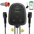 dé Ladestationen, 11 kW, 10m, 7m, Schwarz/Grau, Duo Wallbox 2× [ +, 2×16A, 3-Phasen] Wallbox mit App mit Dual Typ 2 Ladekabel