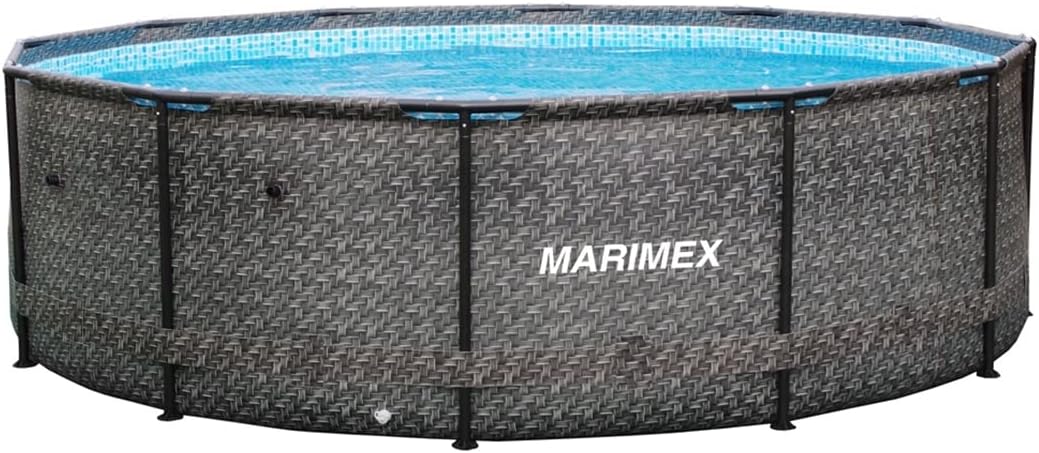 MARIMEX Stahlrahmenpool, 0,99 m, Grau/Blau, Florida Ratan Swimmingpool, Stahlwandpool für Garten ohne Zubehör, 66 x