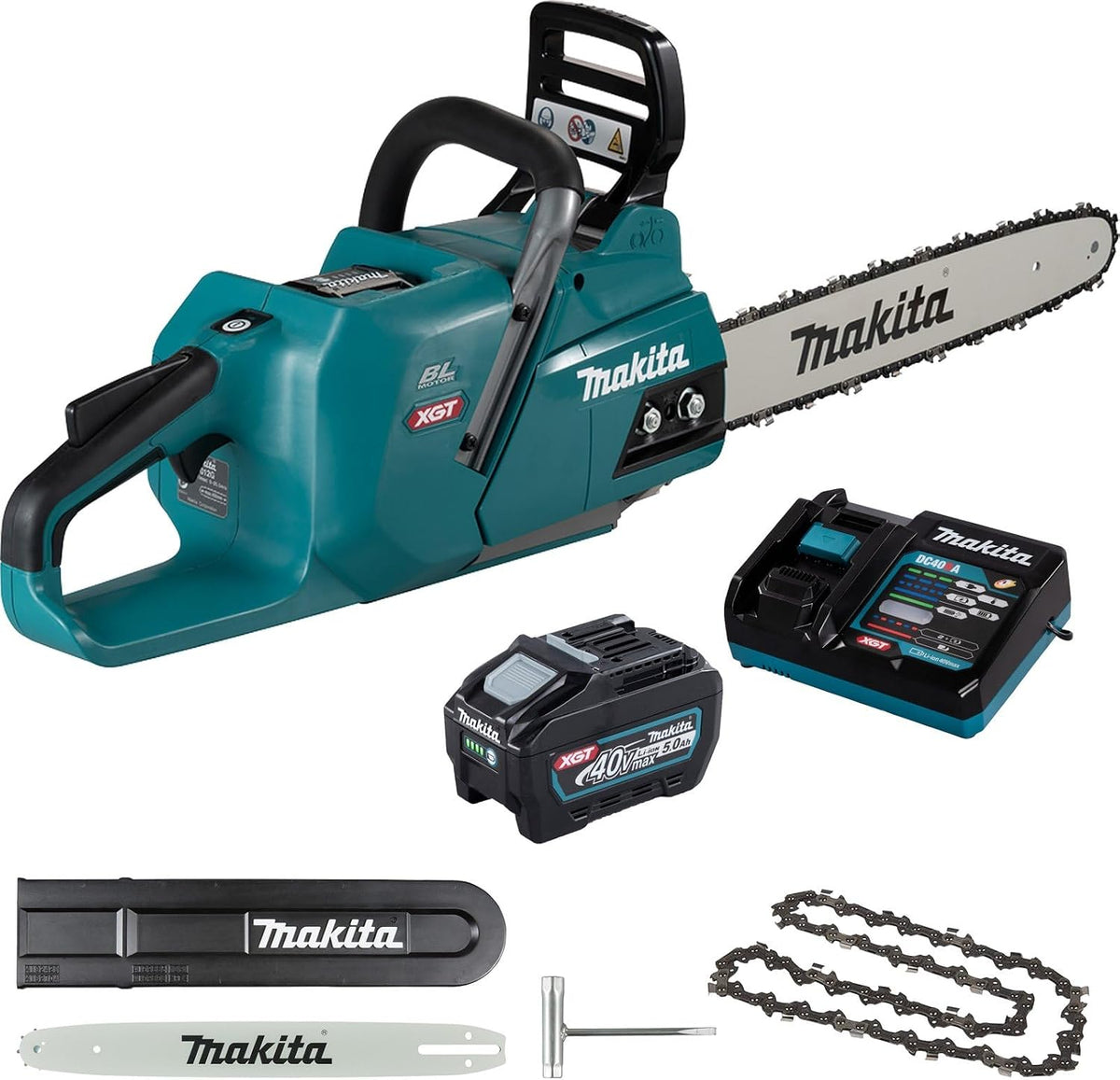 Makita Kettensäge, 5,0 Ah, 40 V, Blau/Schwarz, UC012GT101 Akku- max. /, 1 Akku + Ladegerät, Blau