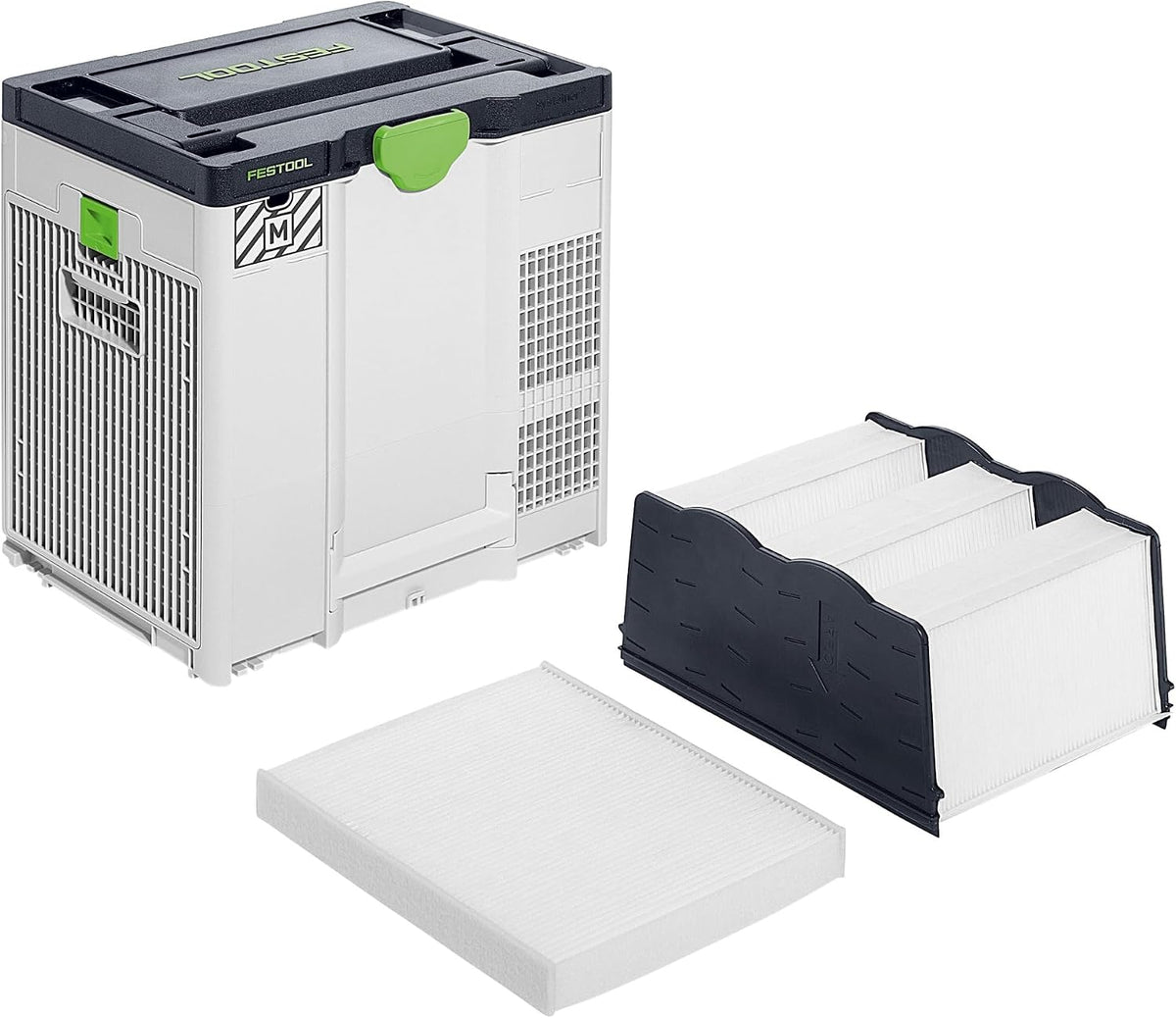 Festool Dunstabzugshaube, 200 W, Weiß/Schwarz/Grün, Luftreiniger Sys-Air M mit Vorfilter und Hauptfilter