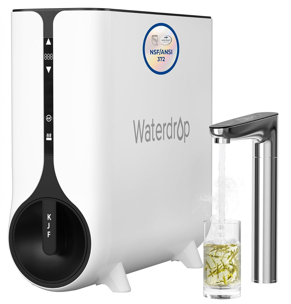 Waterdrop Heißwasserspender, Weiß/Schwarz, Umkehrosmose Instant System, 600 GPD, Tanklos, 2:1 Rein zum Abtropfen