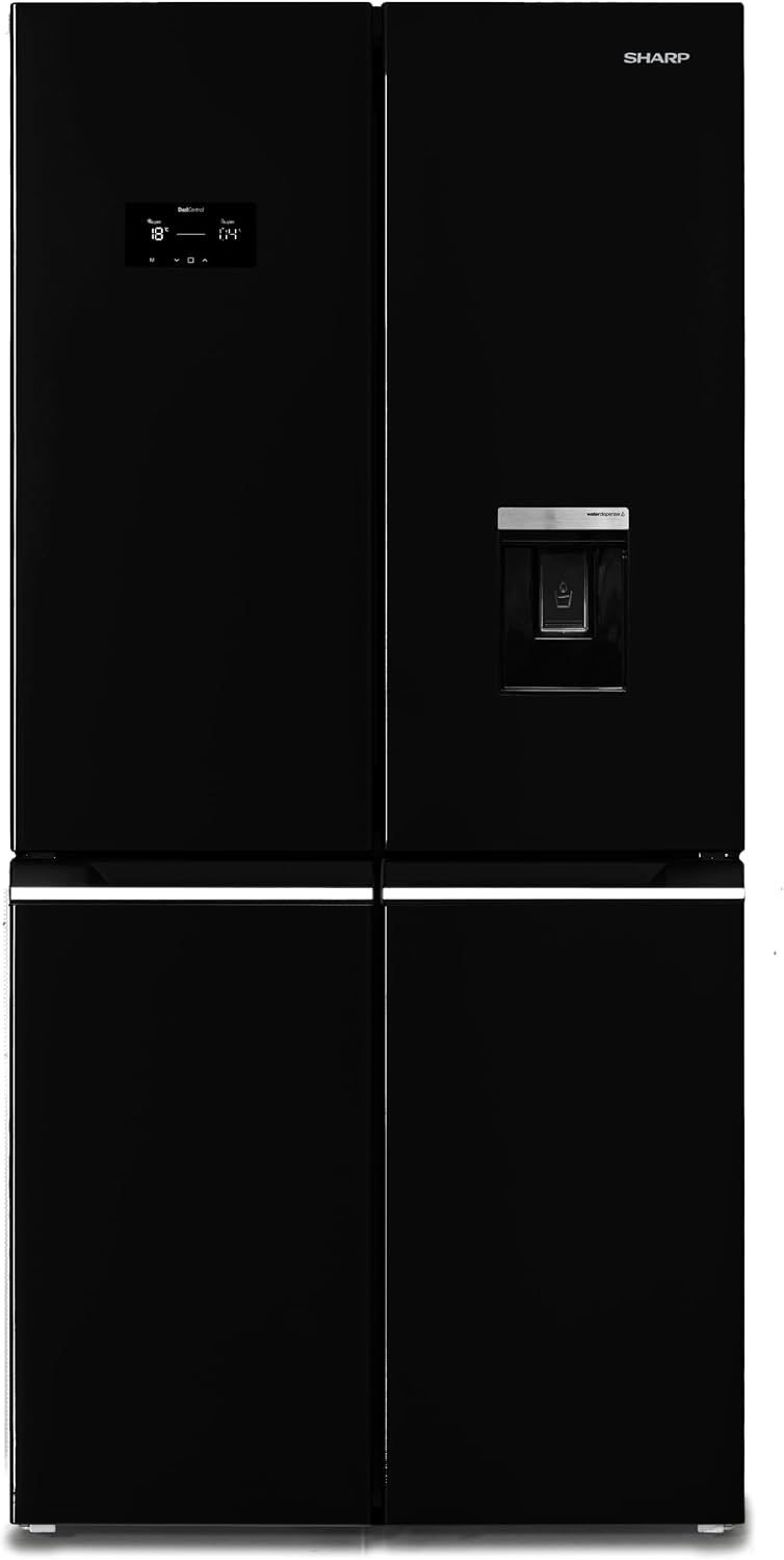 SHARP Kühl-Gefrierkombination, Schwarz, SJ-NFA35IHDBD-EU Side by Side, EEK D, AdvancedNoFrost, Wasserspender, Twist-Ice-Maker
