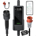 dé Ladestationen, 11 kW, 400 V, 7 m, Schwarz/Grau/Rot, Mobile Wallbox mit APP [, 3-phasig, 16 A], Ladekabel e Auto CEE-16A auf Typ 2 mit Einstellbarer
