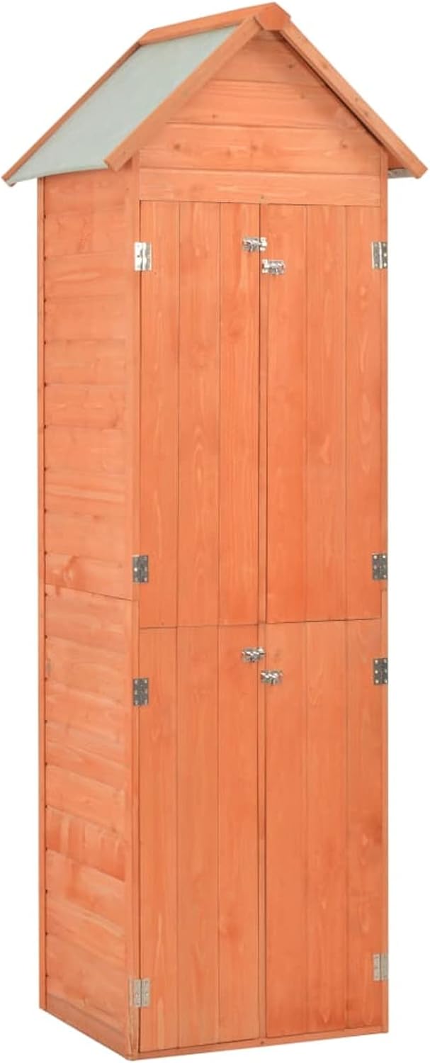 Gerätehaus ShCuShan, 71x60x213 cm, Braun/Grau, Garten-Geräteschuppen Holz Gartenhaus Gartenschrank Garden