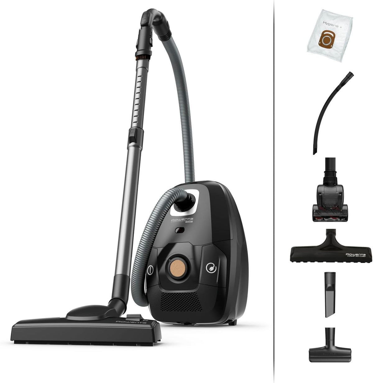 Rowenta Staubsauger, 4,5 L, 12 m, Schwarz, Green Force Effitech Total Clean Boden mit Beutel, 400 Watt, Staubbeutel