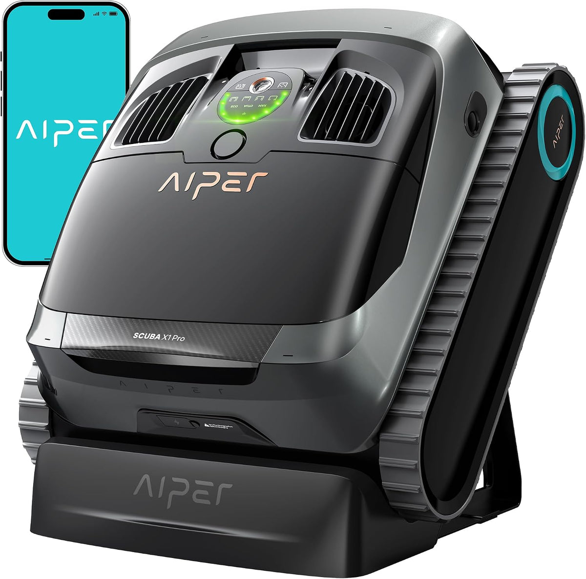 AIPER Poolroboter, Schwarz/Grau, Scuba X1 Pro, 360° Pool-Kartierung, Intelligente Reinigungspfade Poolsauger Akku