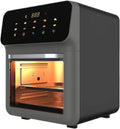 Airfryer Heissluftfritteuse, 15 l., Edelstahl., Schwarz, Toaster, Drehbarer Air Fryer für Arbeitsplatte, 2 Ebenen