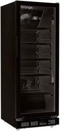 orange . Getränkekühlschrank, 230 L, Schwarz, mit Glastür, abschließbar, LED-Beleuchtung, 4 Roste, 0-10°C, Gastro Flaschenkühlschrank 530x635x1442 mm
