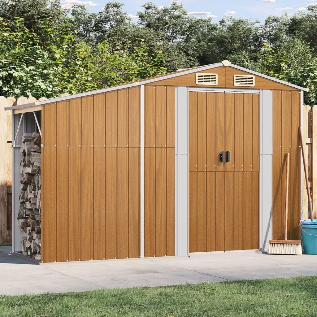Gerätehaus ShGaxin, 277x93x179 cm, verzinkter Stahl, PP (Polypropylen)., Braun/Silber