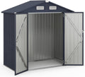 COSTWAY Gerätehaus, 193 x 108 x 196 cm, 4 L, Verzinktes Metall, farbbeschichtete Stahlziegel, Dunkelgrau/Silber