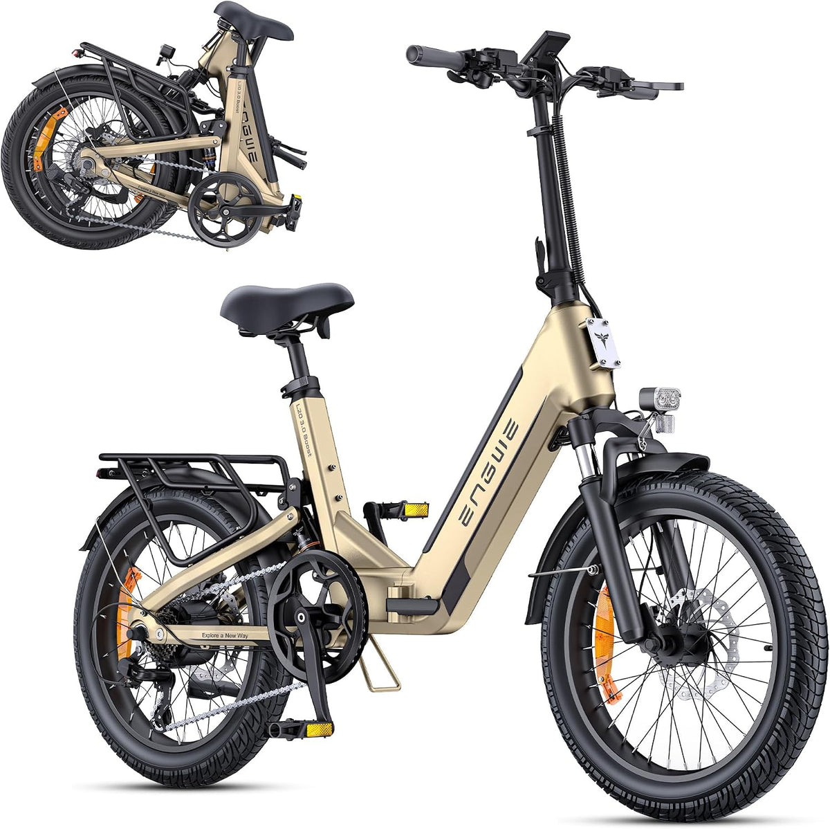 ENGWE Fahrrad, 13,5 Ah, 48 V, Schwarz/Gold, L20 3.0 Boost Elektro, Akku, bis zu 135 km, Drehmomentsensor und hydraulische Bremsen