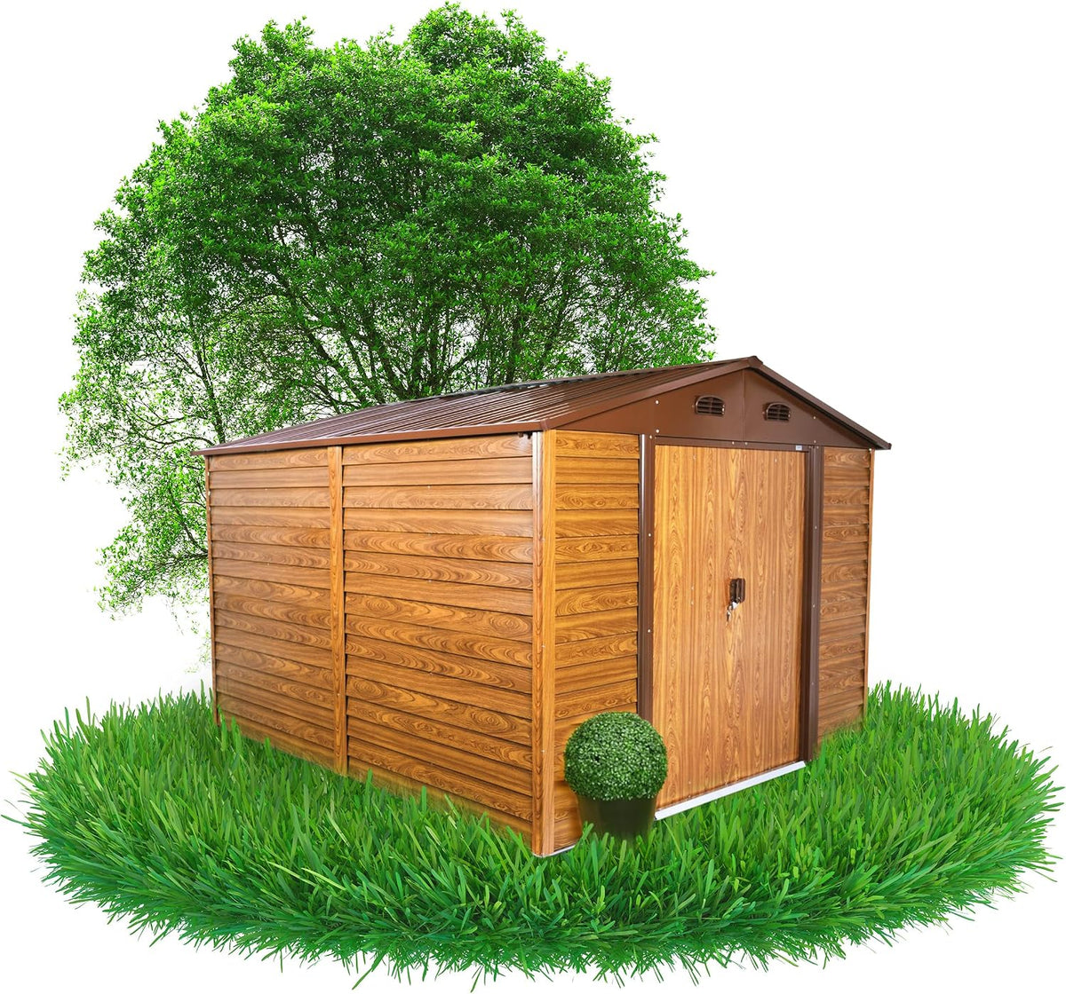 Grindi Gerätehaus, 323x278x215 cm, Braun, Metall Arbor IV - Gartenhütte - Gartenhaus - Geräteschuppen