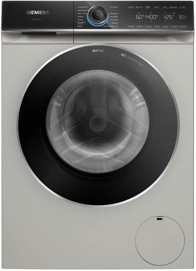 SIEMENS Waschmaschine, 60 cm, 9 kg, Silber/Schwarz, WG44B20X40 iQ700, Frontlader mit Fassungsvermögen, 1400 UpM, speedPack XL
