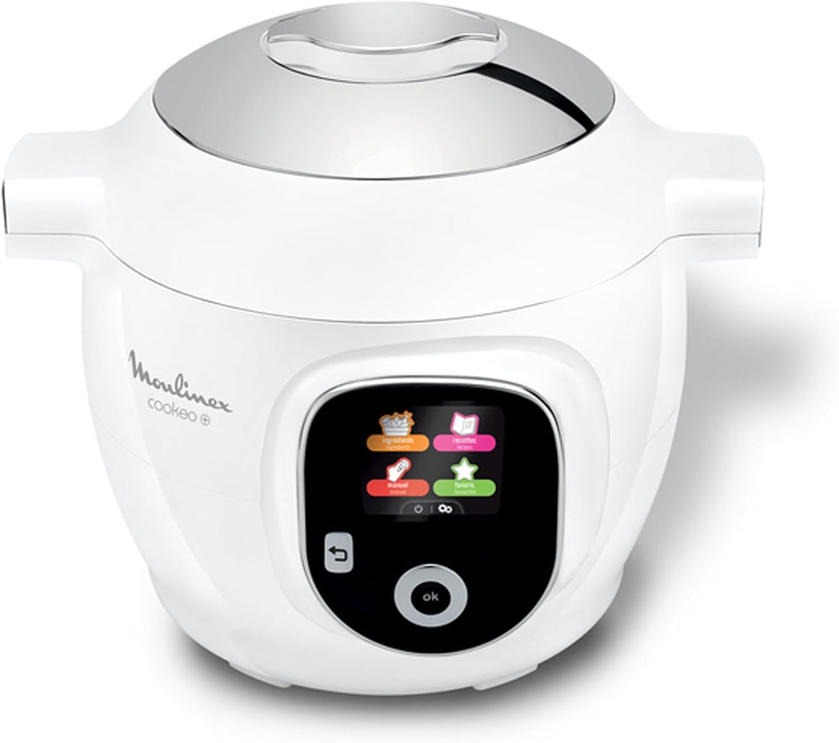 Moulinex Heißluftfritteuse, 6 l, Weiß/Silber, Cookeo+ Intelligenter Multicooker mit hohem Druck, 80 integrierte Rezepte