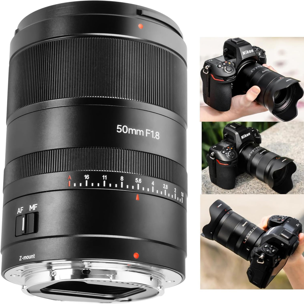 7artisans Kamera, 50 mm, Schwarz, AF F1.8 STM-Objektiv, Vollformat, große Blende, für spiegellose s mit NZ-Mount