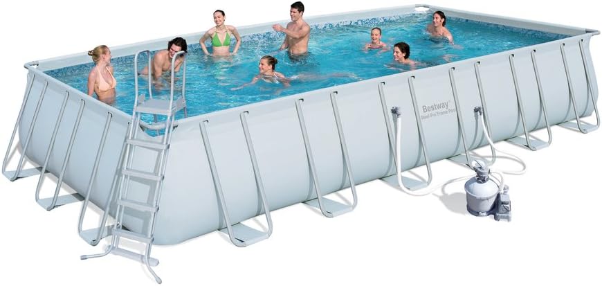 Bestway Stahlrahmenpool, 732 x 366 x 132 cm, Grau/Blau, Pool mit Rahmen, Höhe 56475