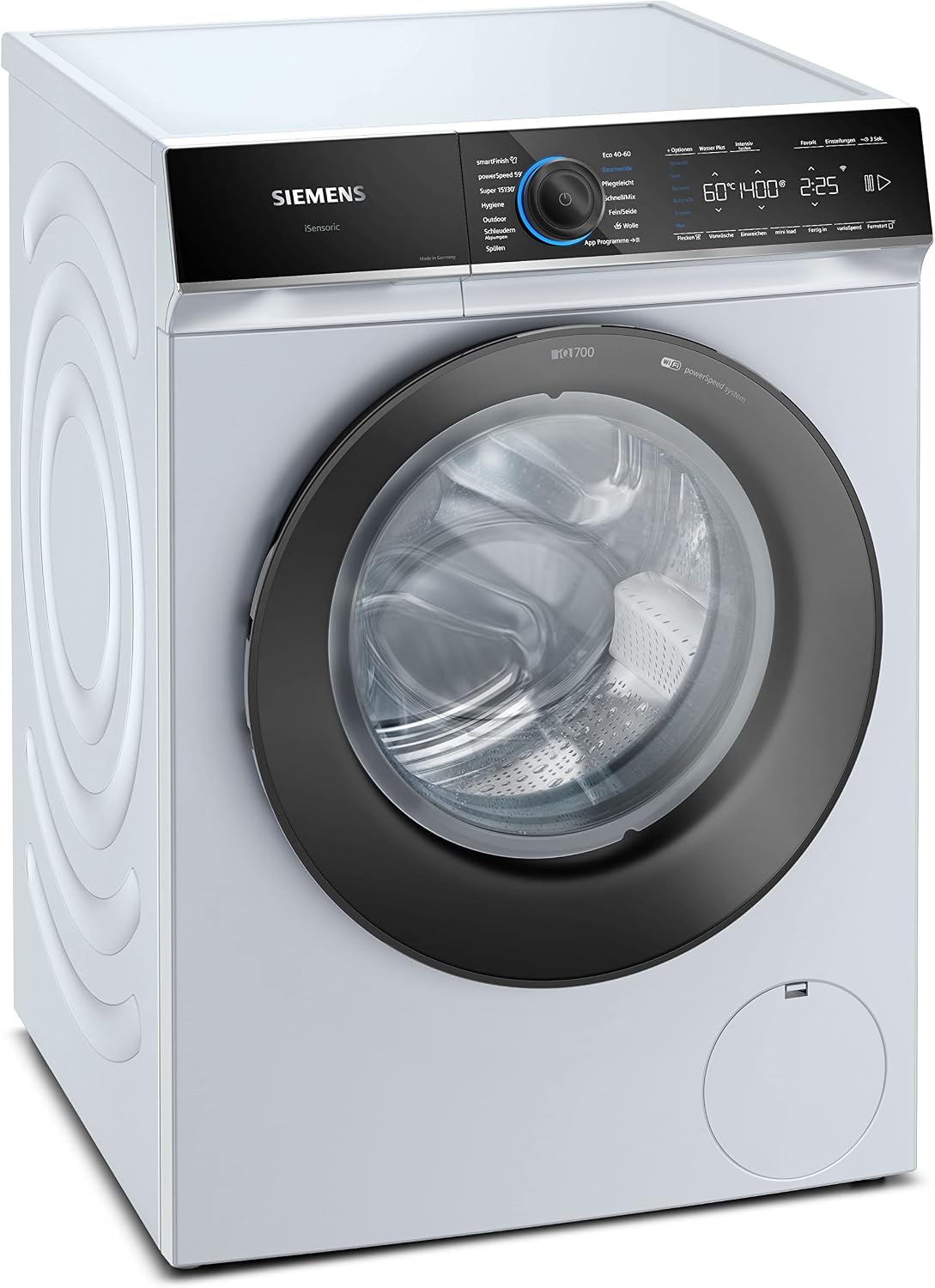 Siemens WM14N001 Waschmaschine, 10 kg, 60 cm, Weiß/Schwarz, WG54B2030 iQ700, Frontlader mit Fassungsvermögen, 1400 UpM