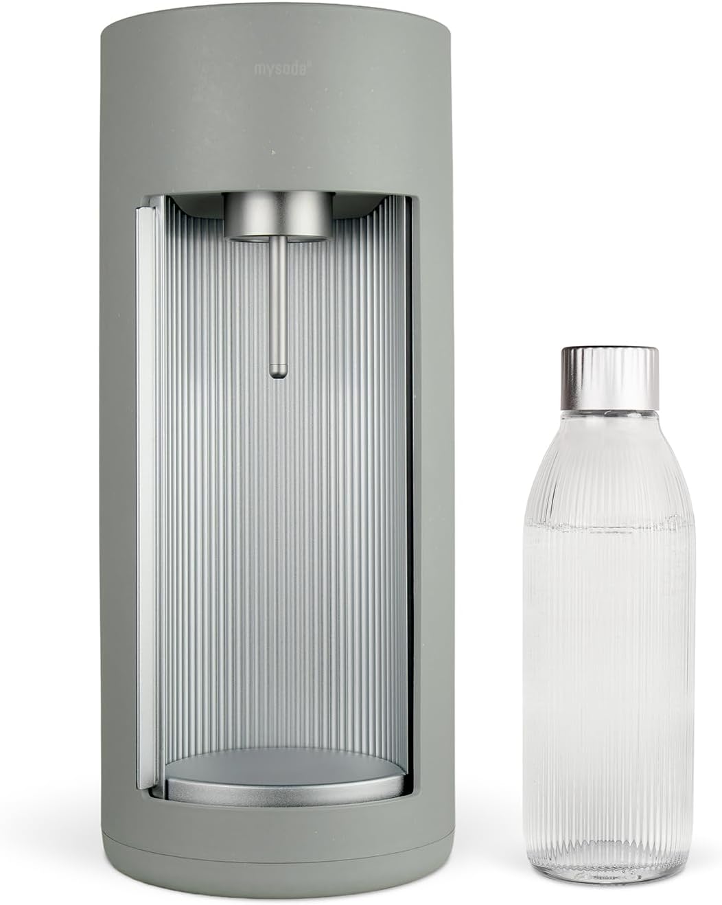 Mysoda Küche,Haushalt & Wohnen,Elektrische Küchengeräte, Salbeigrün/Silber, Stilvoller Glassy Wassersprudler aus Holzkomposit