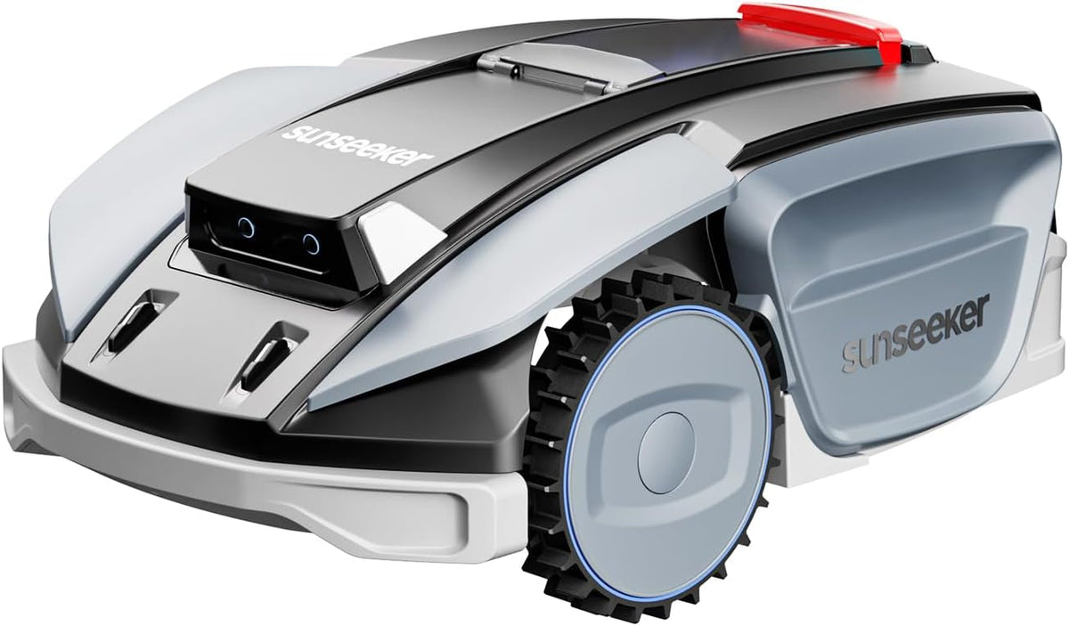 Sunseeker Mähroboter, Schwarz/Silber/Rot, S5 AWD ohne Begrenzungskabel 1600㎡, RTK + Vision Rasenmäher Roboter mit KI-unterstützte