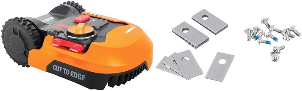 WORX Mähroboter, Orange/Schwarz, Landroid Plus WR165E für kleine Gärten bis 500 qm mit WLAN, Bluetooth und schwimmendem Mähdeck +WA0190 Landroid