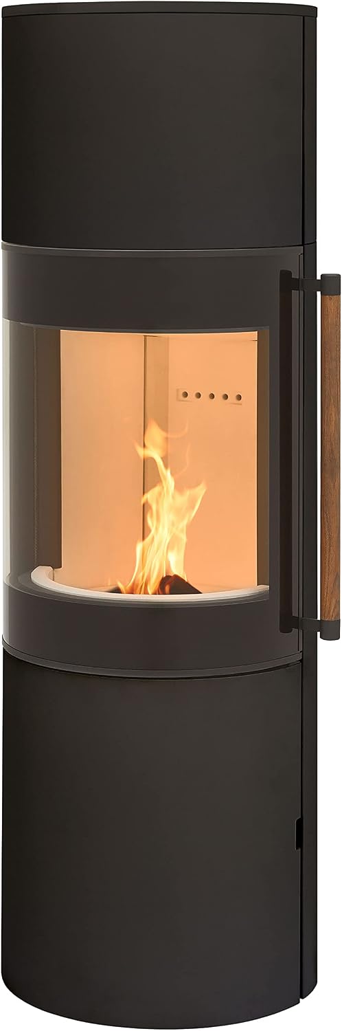 H&M Germany Kaminofen, 149,8 cm, 3.0 L, 7kw, Schwarz, MONO runder Kamin-Ofen in Stahl moderne 160° Sichtscheibe