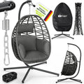 tillvex Hängesessel, 150 kg, Anthrazit, ® mit Gestell Outdoor & wetterfester Abdeckung inkl., Hängekorb klappbar bis
