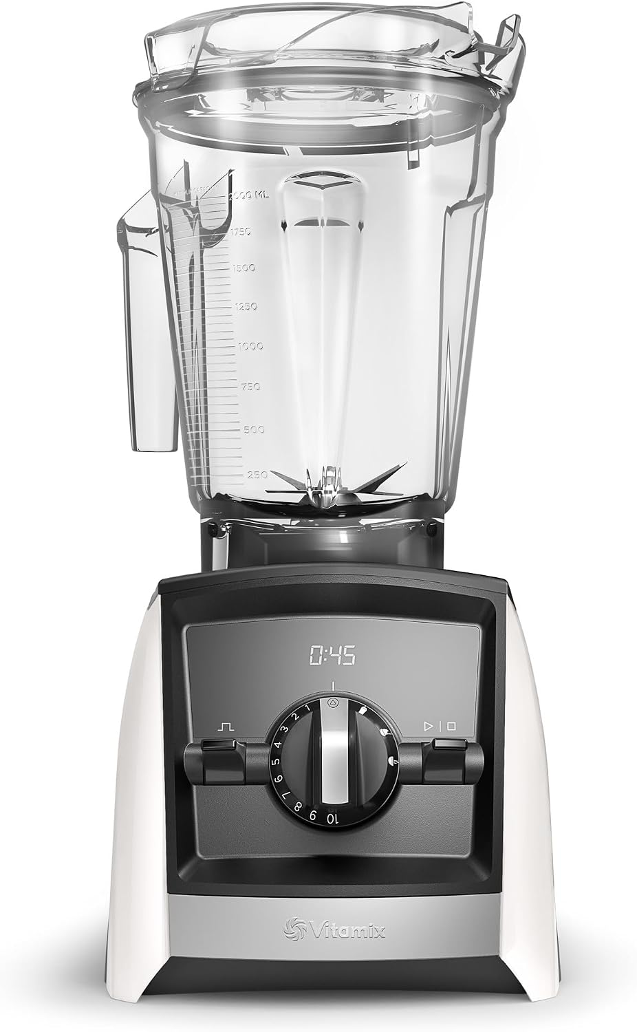Vitamix Standmixer, 1,8 l, Weiß/Schwarz, A2500 Ascent Series Smart Mixer, flacher Behälter, Weiß
