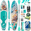 TIDETREK SUP-Board, 15.2 cm, 83.8 cm, 86.4 cm, Türkis/Mehrfarbig, 11'/11' x / x aufblasbares SUP Paddle Board - Extra breites