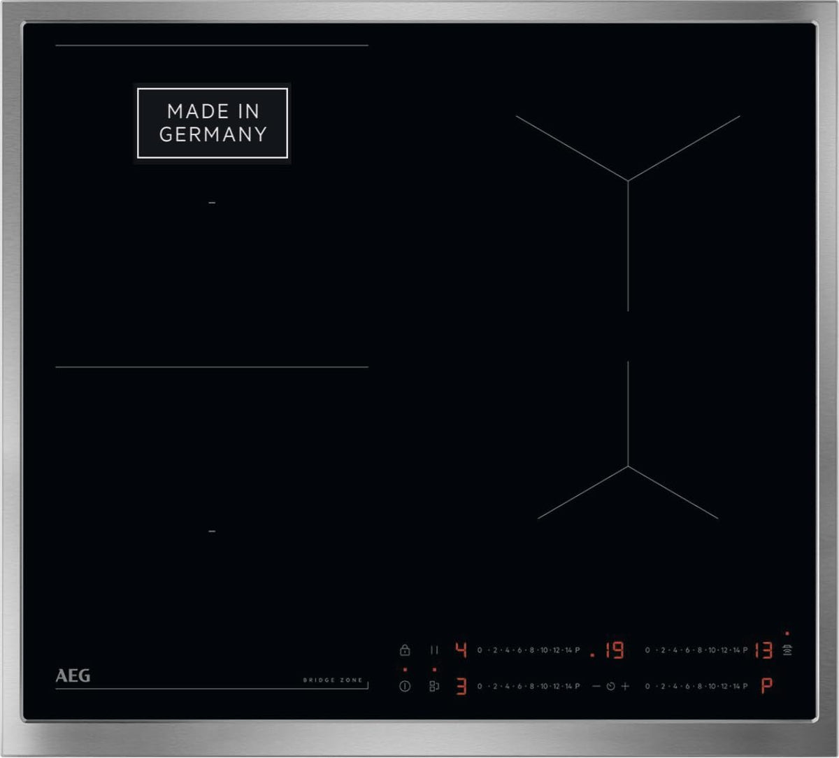 AEG Kochfeld, 60 cm, Schwarz/Silber, Induktions autark, Made in Germany, 4 Flex-Zonen mit Bridge (Kombination 2er Zonen)