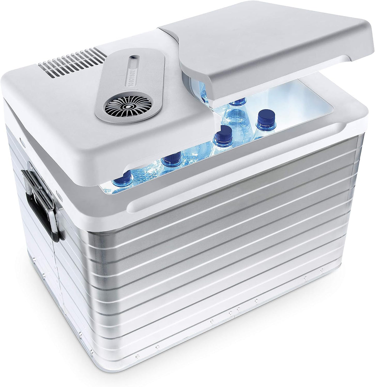 Mobicool Kühlschränke, 230 V, 39 L, 12 V, Weiß/Silber, Q40 AC/DC elektrische Kühlbox, Tragbare Alu-Kühlbox für Auto