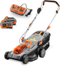 Fuxtec Rasenmäher, 37 cm, 40 V, Grau/Schwarz/Orange, Akku (2x20 V) E2RM37- Schnittbreite, Variable Schnitthöhe, Elektro