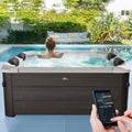 Miweba Badewannen mit Sprudelfunktion, 160x160x65 cm, Braun/Weiß, Whirlpool MSpa Tribeca mit Fester Außenwand, Pool mit App Steuerung