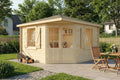 Alpholz Gerätehaus, 350 x 350 cm, 28 mm, Holz, 5-Eck Gartenhaus Monica Royal aus Massiv-, mit Wandstärke, Garten haus inklusive Montagematerial