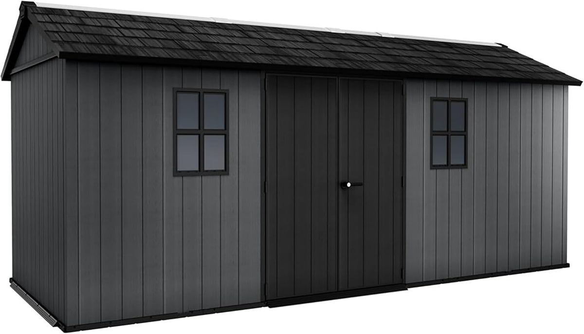 Keter Gerätehaus, 539x230x246 cm, 20 mm, Grau/Schwarz, Newton 1775 Geräteschuppen aus Evotech Kunststoff, Wände