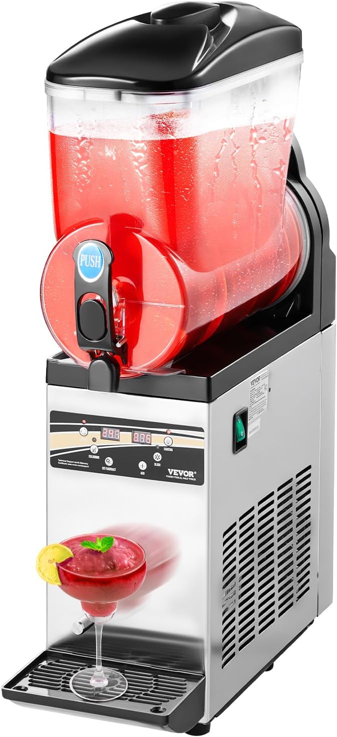 VEVOR Eismaschine, 15 L, Silber/Schwarz, kommerzieller Frozen Drink Maker, Slush-Maschine 60 Tassen Margarita-Smoothie-Maschine