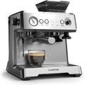 Klarstein Kaffeemaschine, 1.350 W, 20 Bar, Silber/Schwarz, GrandPresso Siebträgermaschine Mit Mahlwerk, Integriertes Präzisionsmahlwerk