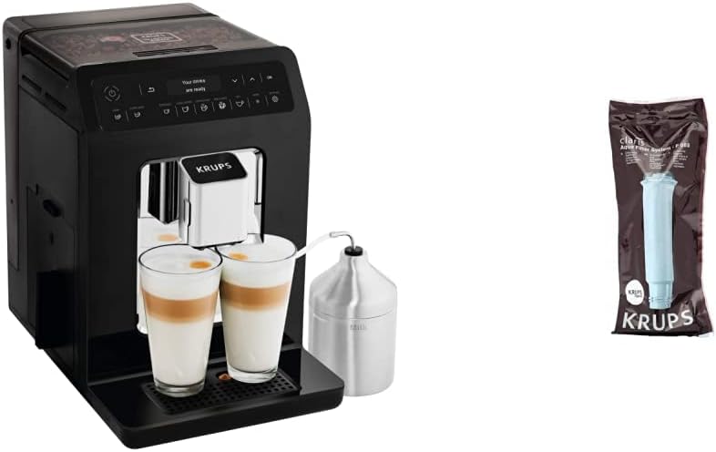 Krups Kaffeevollautomat, Schwarz/Silber, EA8918 Evidence Kaffevollautomat, OLED-Display, 12 Kaffee-Variationen
