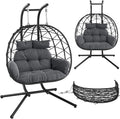 STEELSØN Hängesessel, 220 kg, Schwarz, Alarian 2 Personen, Hängestuhl Rattan Outdoor & Indoor mit Kissen, XXL-Sessel höhenverstellbar
