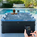 Miweba Badewannen mit Sprudelfunktion, 160x160 cm, Blau/Schwarz, MSpa Whirlpool Outdoor, Frame Oslo Sapphire mit Fester Außenwand - Pool mit App