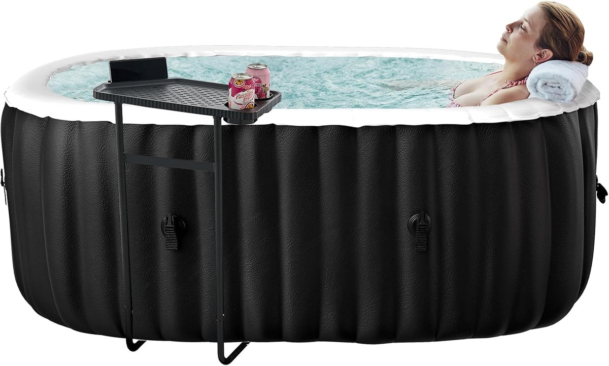 Ryuhic Aufblasbare Pools, 190 L, Schwarz/Weiß, Aufblasbarer Whirlpool für 1-2 Personen, Ovales, portables Spa mit 100 Luftdüsen