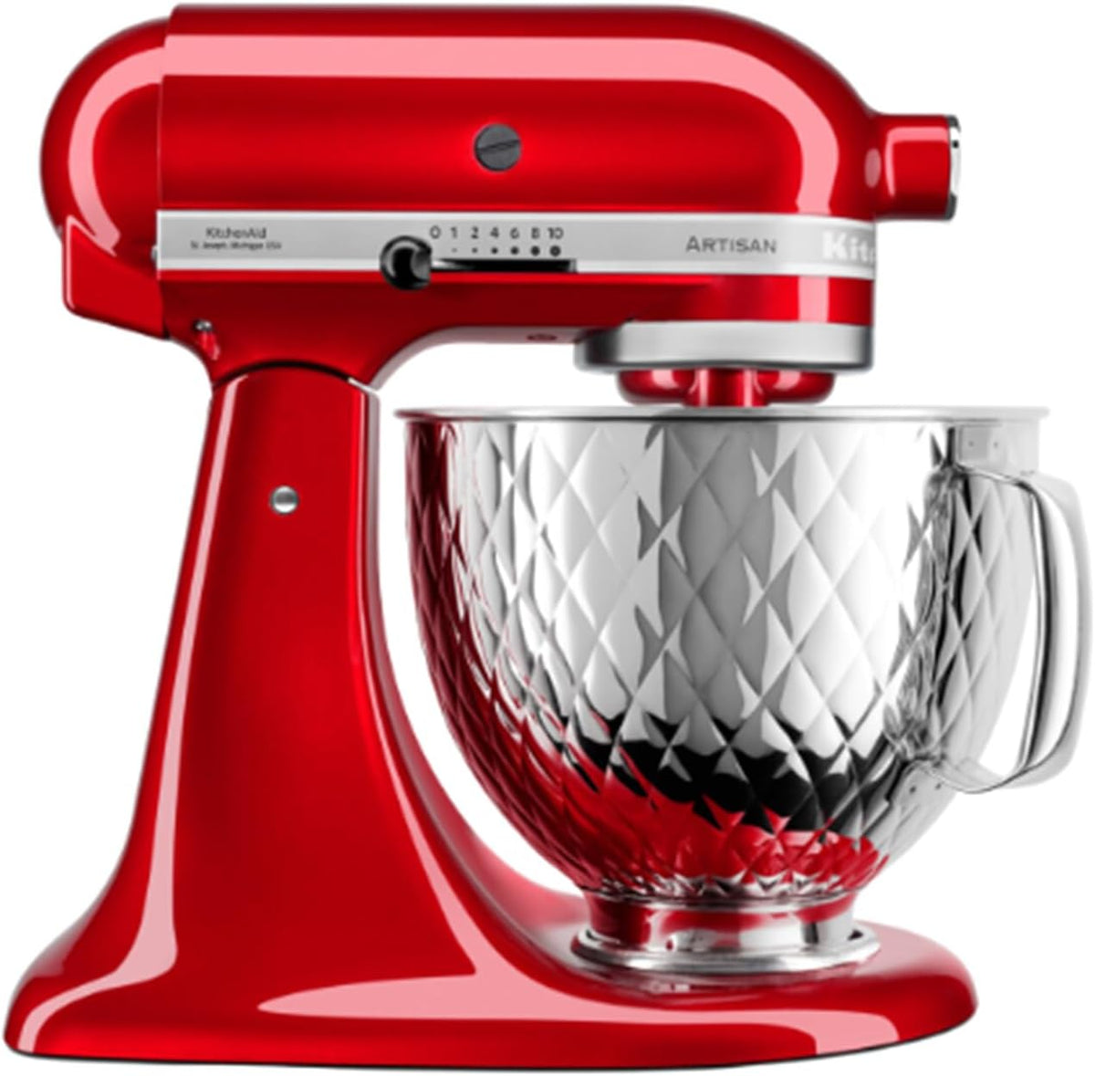 KitchenAid Standmixer, 8 L, Rot/Silber, Artisan 4, 5KSM156 Guilted Schale Candy Apple-ECA