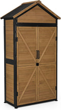 M MCombo Gerätehaus, 45×90×165 cm, Braun/Schwarz, Gartenschrank Gartenhaus Holz Metgallgestell Wetterfest, Outdoor