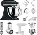 KitchenAid Küchenmaschine, Schwarz/Silber, Artisan Starter Paket 5KSM175PSEBK inkl. Gemüseschneider
