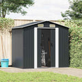 Gecheer Gerätehaus, Verzinkter Stahl, Anthrazit/Weiß, Metall Geräteschuppen Wetterfester Außen Gartenh