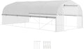 Outsunny Gewächshaus, 2 m, Weiß, 6 x 3 x Folien mit 8 Fenster & Tür, Aufrollbar Seitenwänden, UV-beständiger Folientunnel Tomatenhaus mit verzinkten