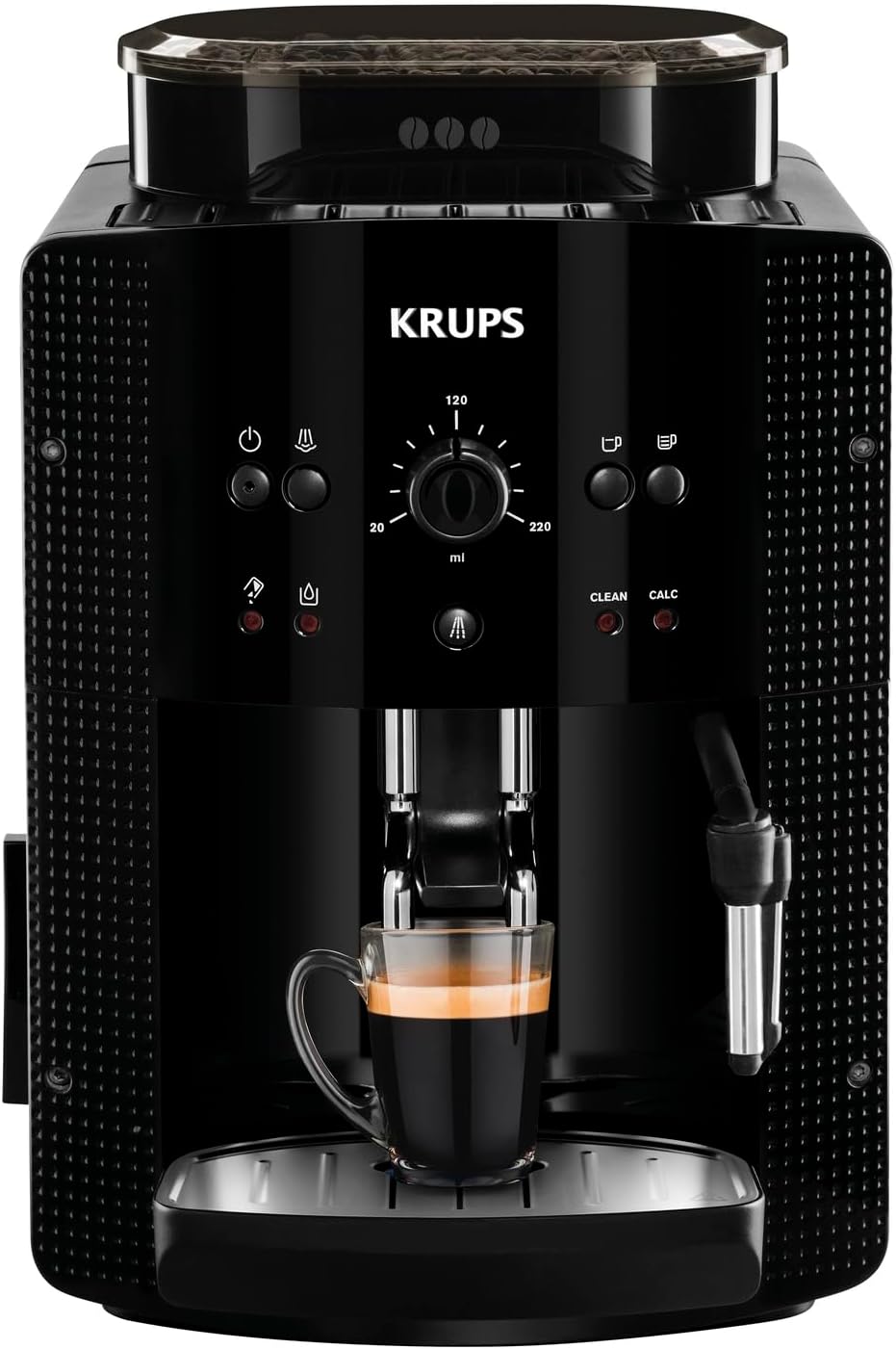 KRUPS Kaffeevollautomat, 1,7 l, Schwarz, Roma mit langlebiger Metall-Brühgruppe, Espresso, Cappuccino & Kaffee auf Knopfdruck