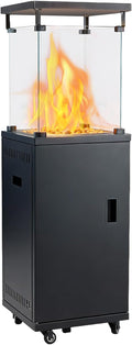 DUMOS Heizstrahler, 11 kW, Schwarz, Gas 5/ Gas Piezozündung Heizung + Gasdruckregler + Cover, 360° Rollen Kippschutz