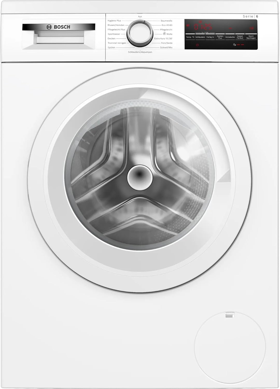 Bosch Waschmaschine, 9 kg, Weiß, WUU28T22, Serie 6, Frontlader, 1400 UpM, Unterbaufähig, SpeedPerfect, Maximale Energie- und Wasserersparnis