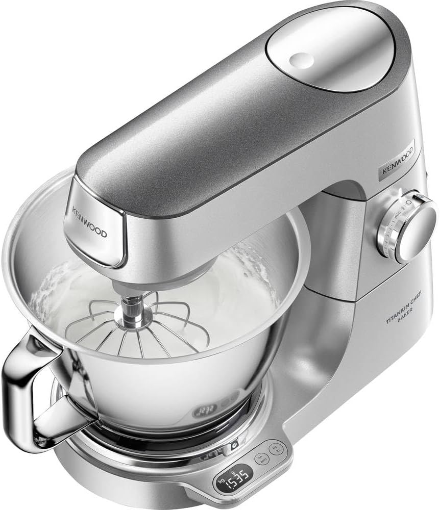 Kenwood KVC85.124SI Titanium Chef Baker Küchenmaschine, integrierte Waage, 3,5- und 5-L-Schüssel